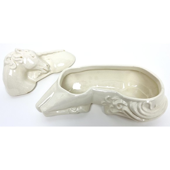Fantasy Toujours Moi White Unicorn Silk Milk Bath Lidded Vintage Dish - Picture 3 of 5